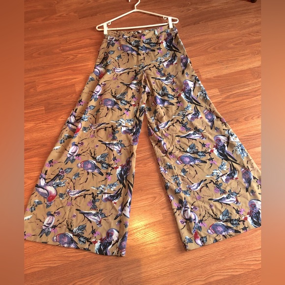 Bell bottom bird pattern dress pants - Picture 1 of 12